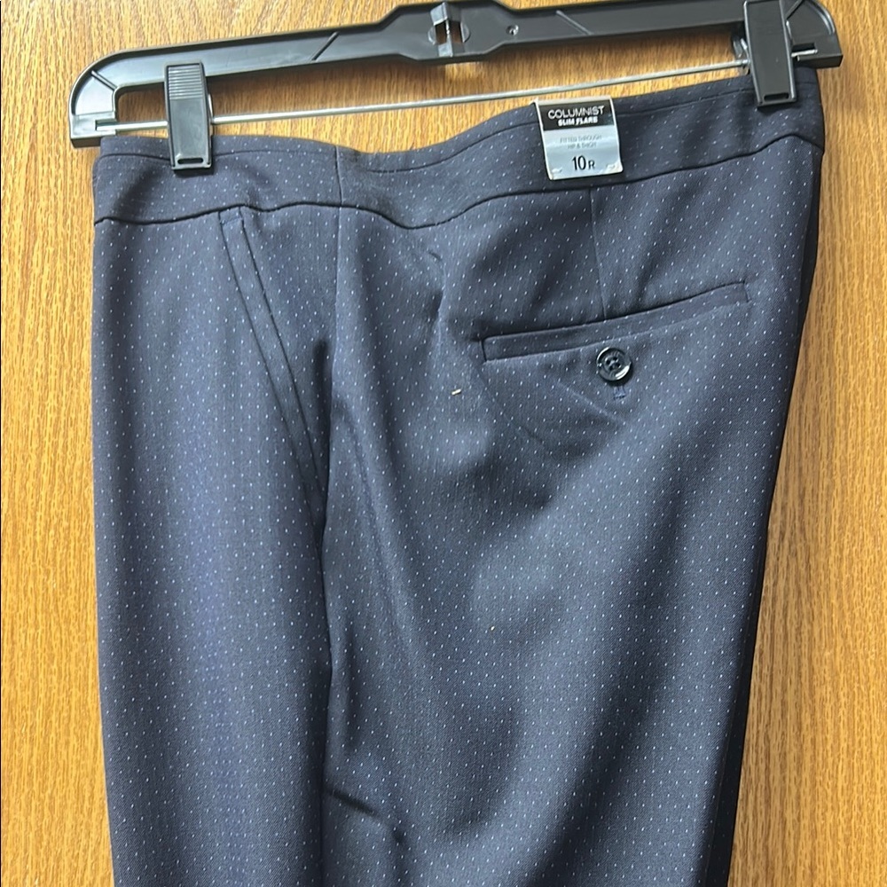 Express Navy Blue Dress Pants with blue polka dots